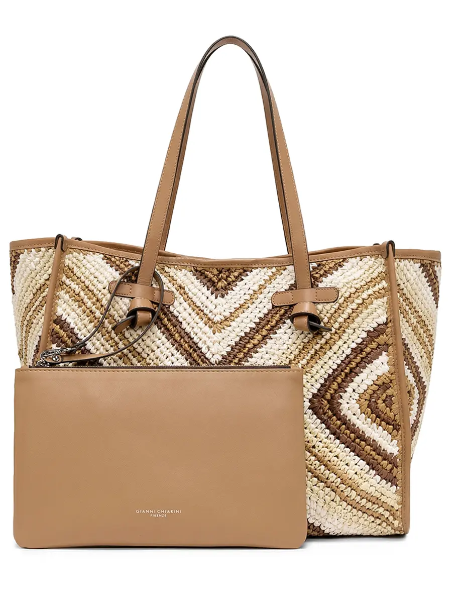 Сумка текстильная GIANNI CHIARINI BS 6850/COMM ESIR-11130-VAR.CUOIO Бежевый  Фото 3