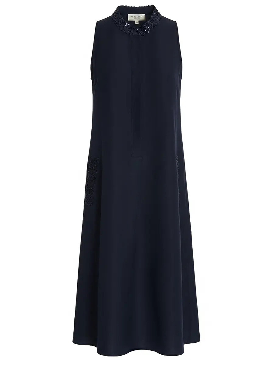 Платье из вискозы и льна ANTONELLI FIRENZE Q6659-4098 811 Синий 
