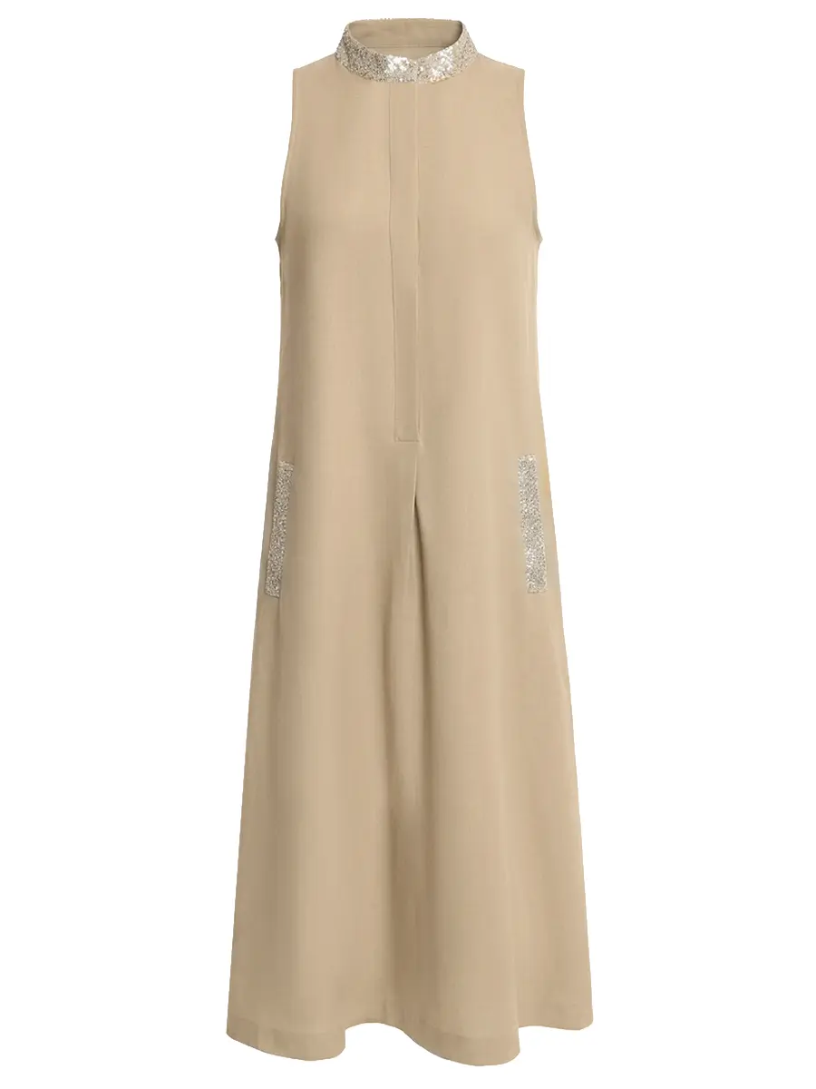 Платье из вискозы и льна ANTONELLI FIRENZE Q6659-4098 116 Бежевый 