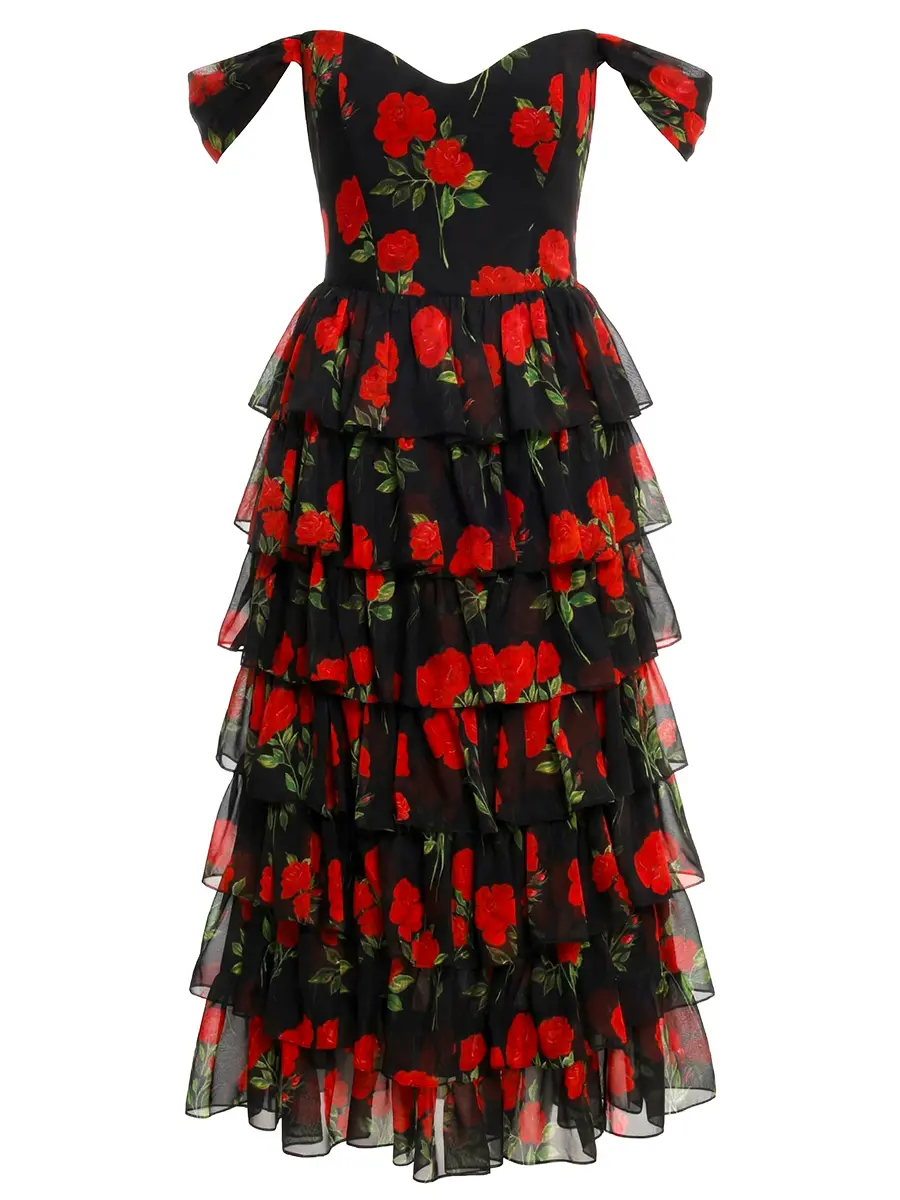 Платье шифоновое ROSES AND LACE О26SS_D035CF01_P09M/01 Черный 