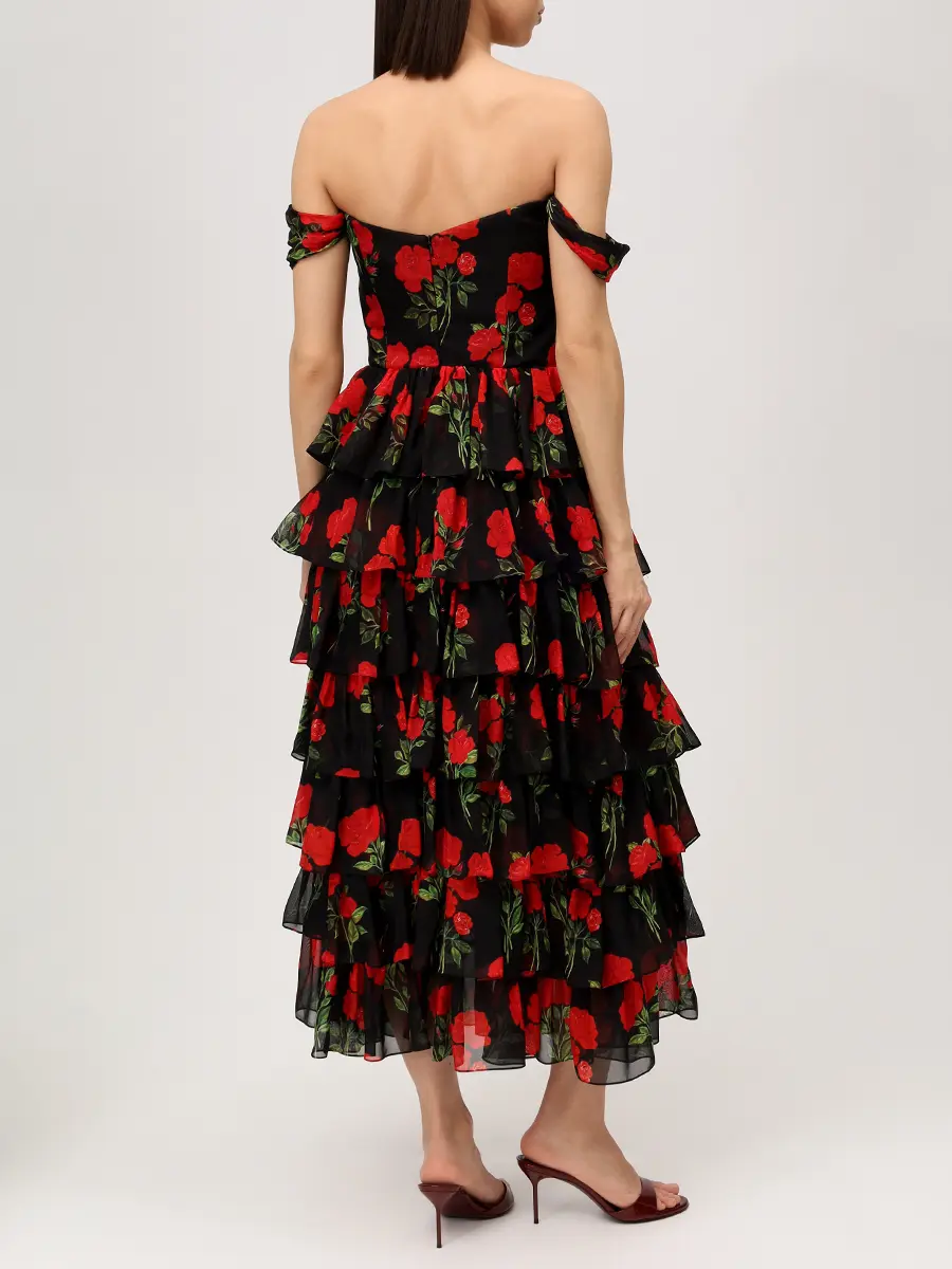 Платье шифоновое ROSES AND LACE О26SS_D035CF01_P09M/01 Черный  Фото 3
