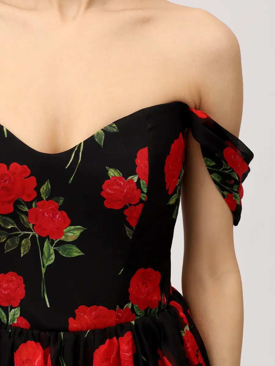 Платье шифоновое ROSES AND LACE О26SS_D035CF01_P09M/01 Черный  Фото 5