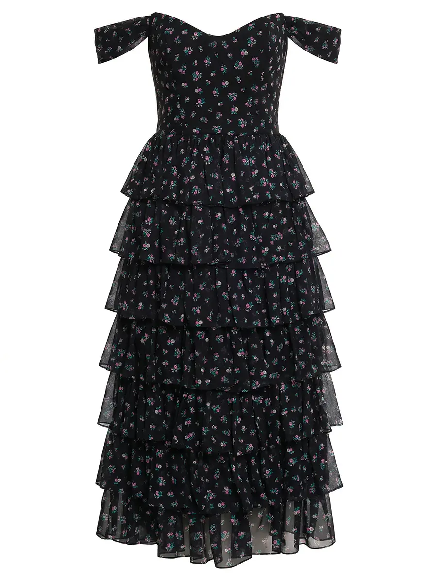 Платье шифоновое ROSES AND LACE О26SS_D035CF01_P15S/02 Черный 