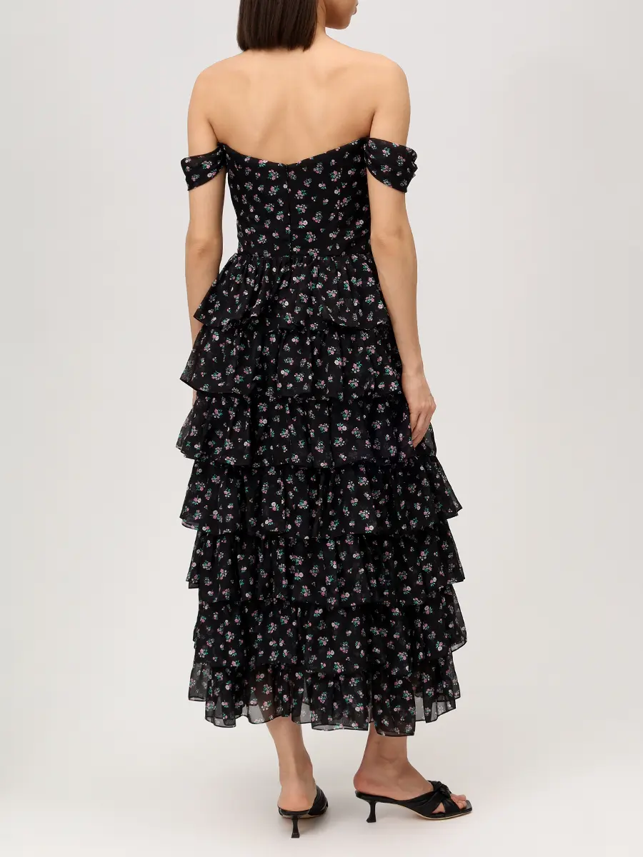 Платье шифоновое ROSES AND LACE О26SS_D035CF01_P15S/02 Черный  Фото 3