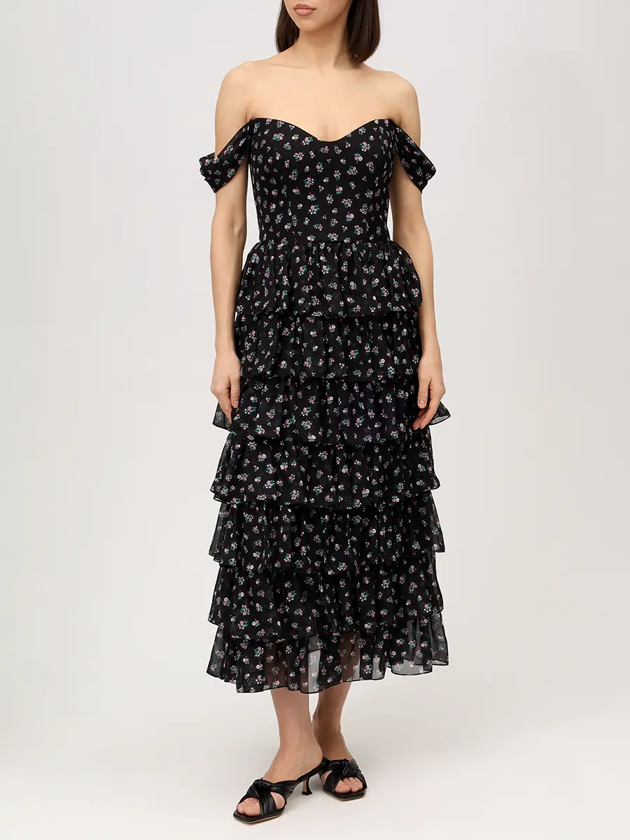 Платье шифоновое ROSES AND LACE О26SS_D035CF01_P15S/02 Черный  Фото 4