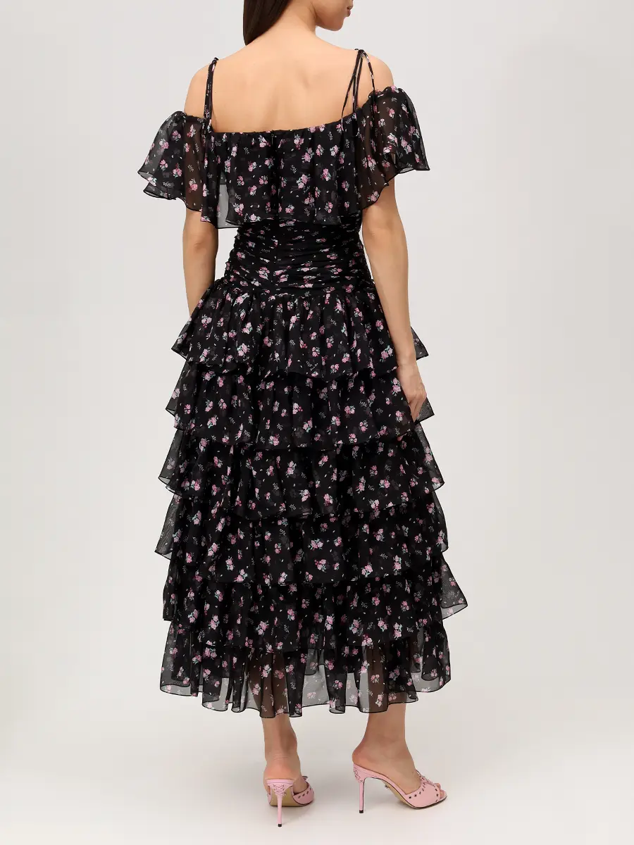 Платье шифоновое ROSES AND LACE О26SS_D091CF01_P13S/01 Черный  Фото 3