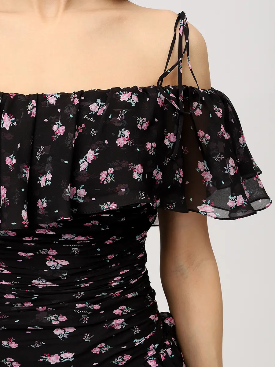 Платье шифоновое ROSES AND LACE О26SS_D091CF01_P13S/01 Черный  Фото 5