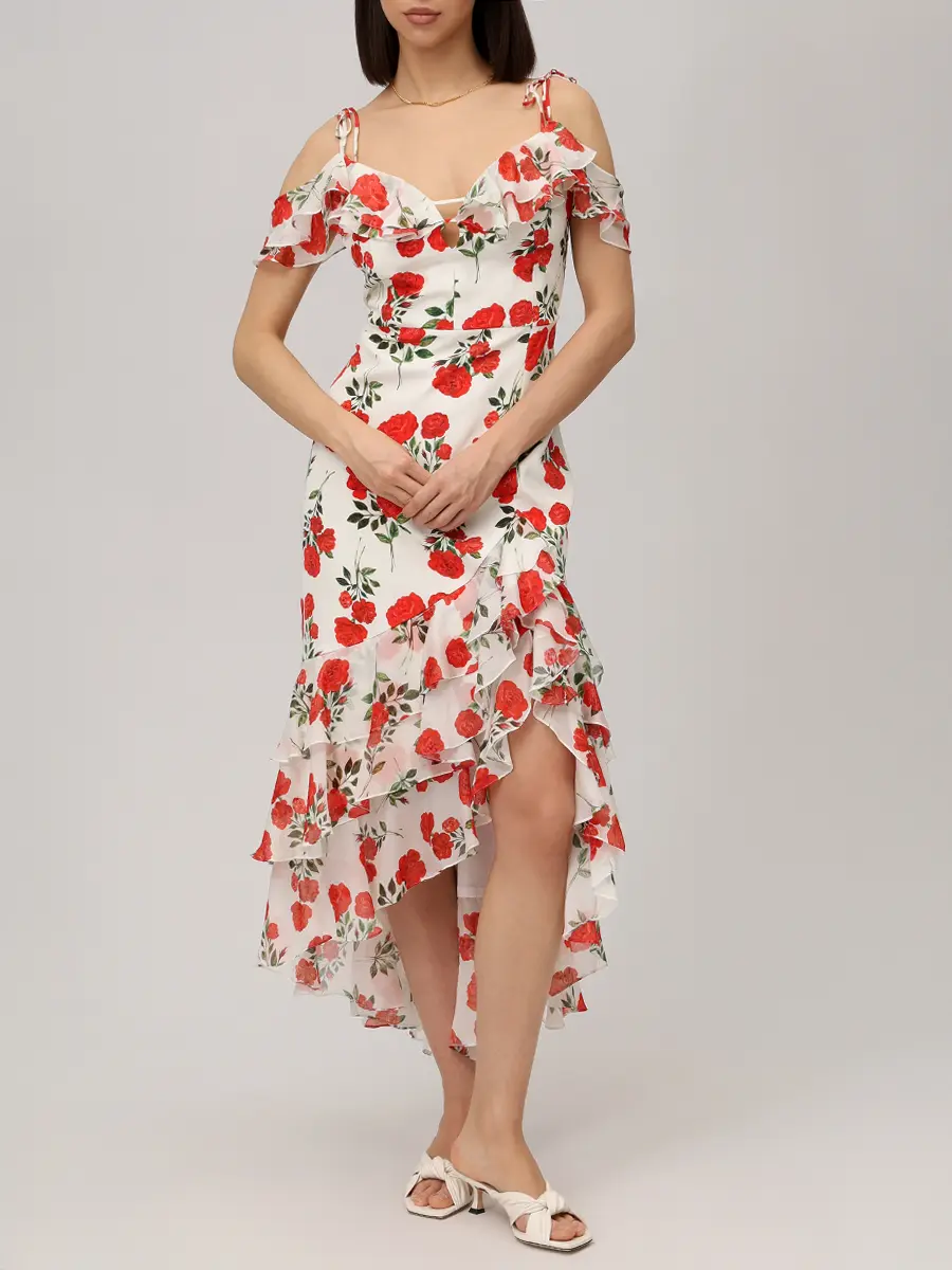 Платье шелковое ROSES AND LACE О26SS_D026CD23_P09M/01 Белый  Фото 2