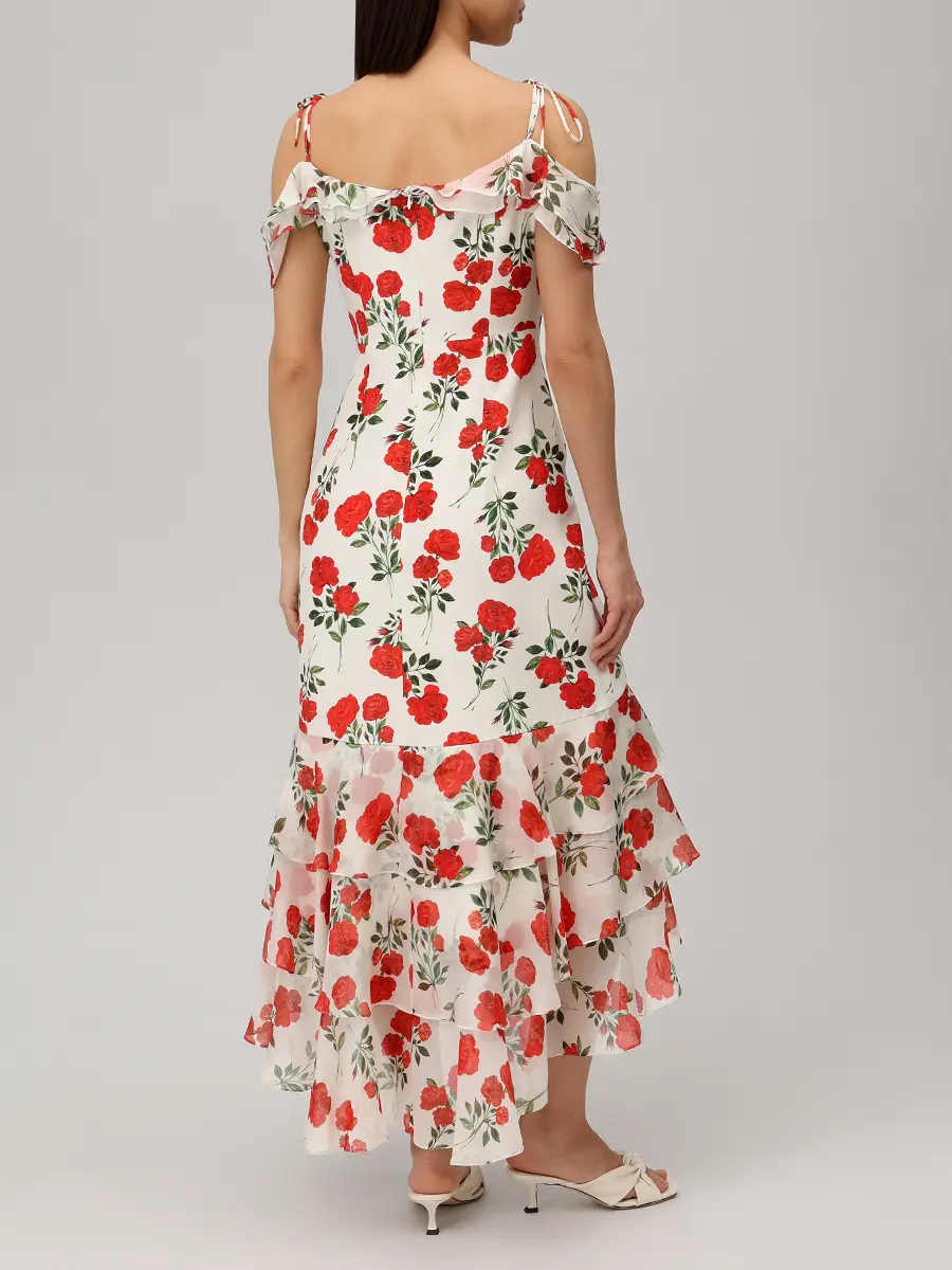 Платье шелковое ROSES AND LACE О26SS_D026CD23_P09M/01 Белый  Фото 3