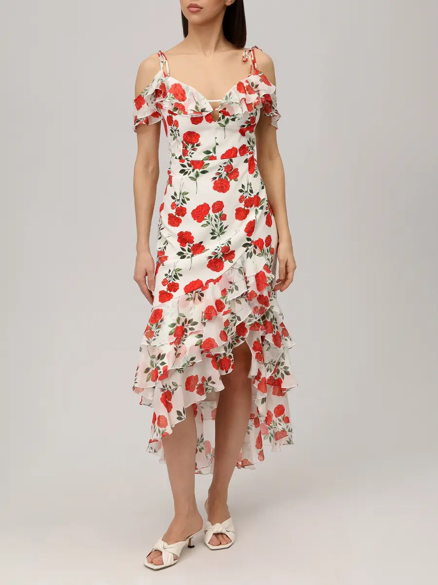 Платье шелковое ROSES AND LACE О26SS_D026CD23_P09M/01 Белый  Фото 4
