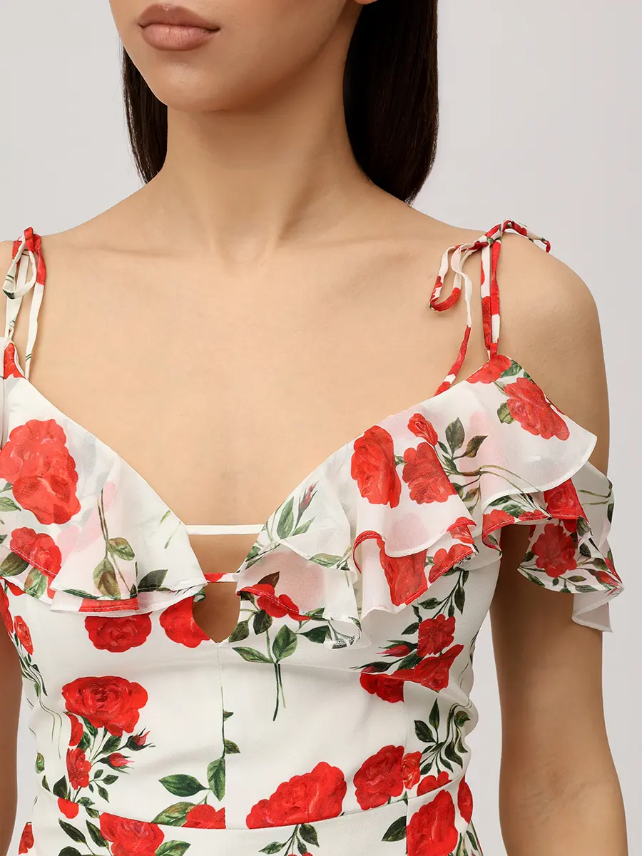 Платье шелковое ROSES AND LACE О26SS_D026CD23_P09M/01 Белый  Фото 5