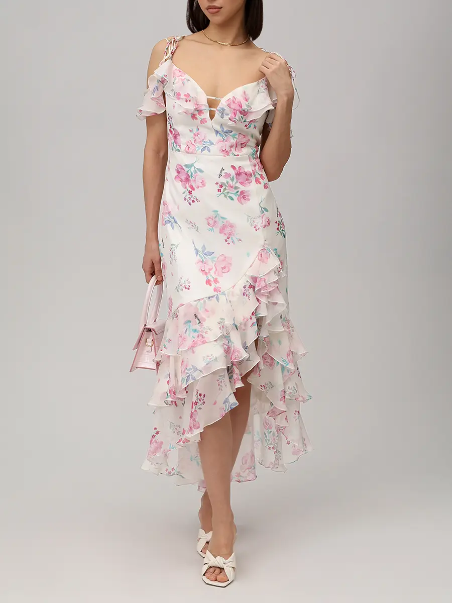 Платье шифоновое ROSES AND LACE О26SS_D026CF23_P13M/01 Белый  Фото 2