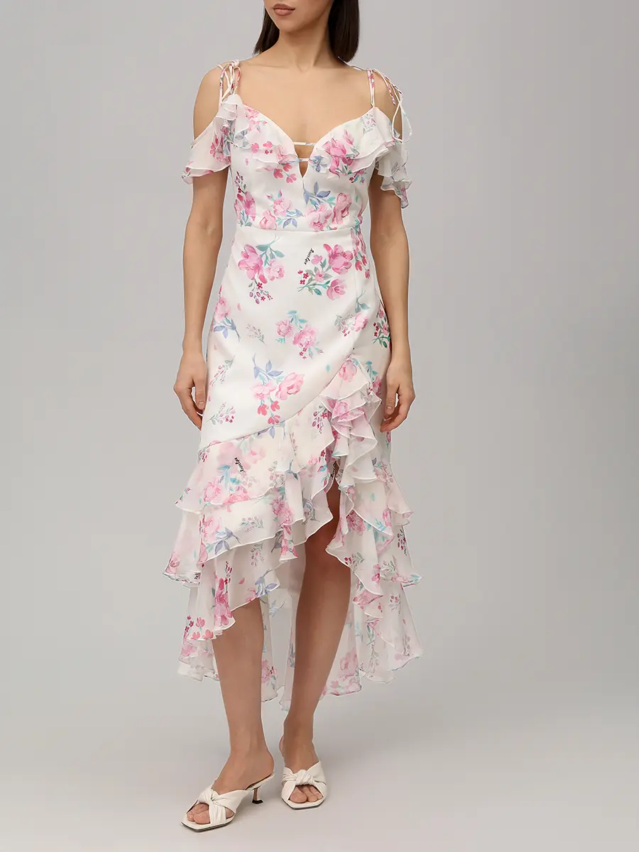 Платье шифоновое ROSES AND LACE О26SS_D026CF23_P13M/01 Белый  Фото 4