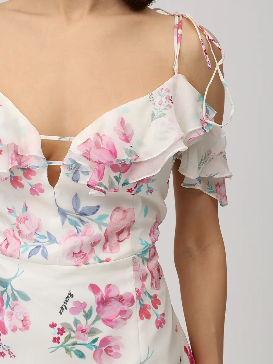 Платье шифоновое ROSES AND LACE О26SS_D026CF23_P13M/01 Белый  Фото 5