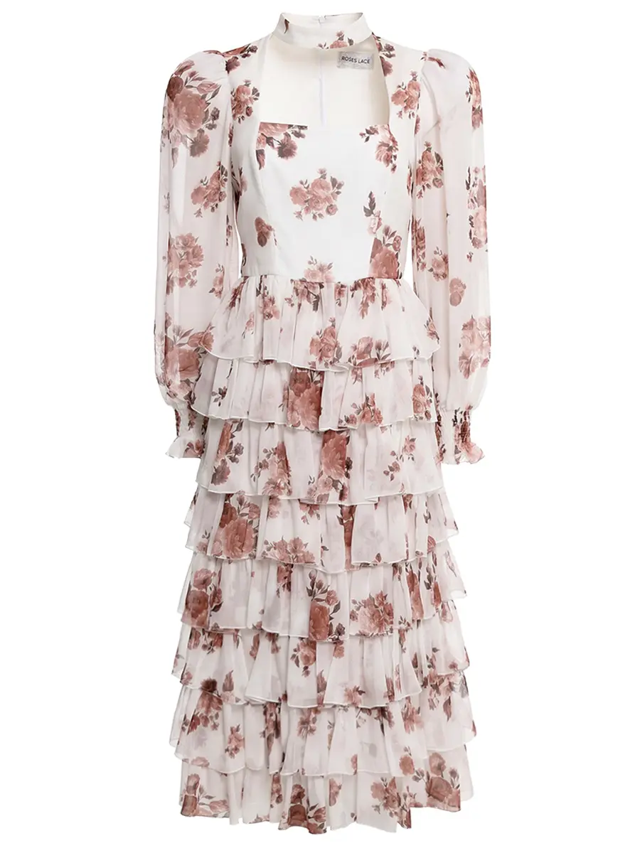 Платье шелковое ROSES AND LACE О26SS_D012CF23_P08L/01 Молочный Белый 