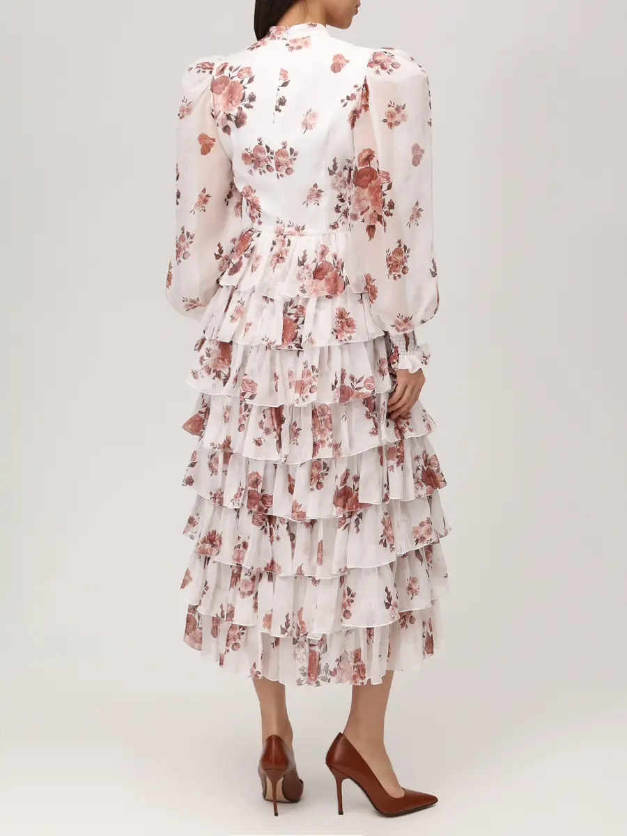 Платье шелковое ROSES AND LACE О26SS_D012CF23_P08L/01 Молочный Белый  Фото 3