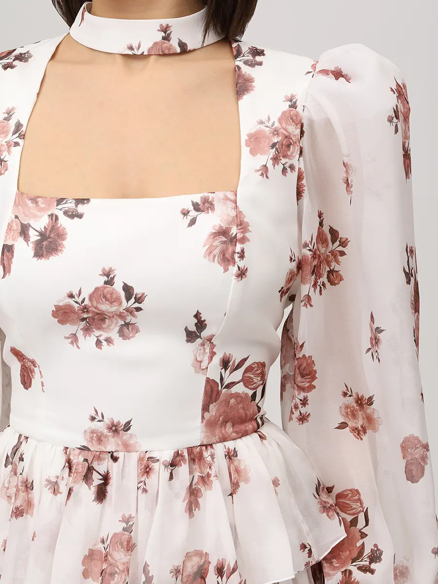 Платье шелковое ROSES AND LACE О26SS_D012CF23_P08L/01 Молочный Белый  Фото 5