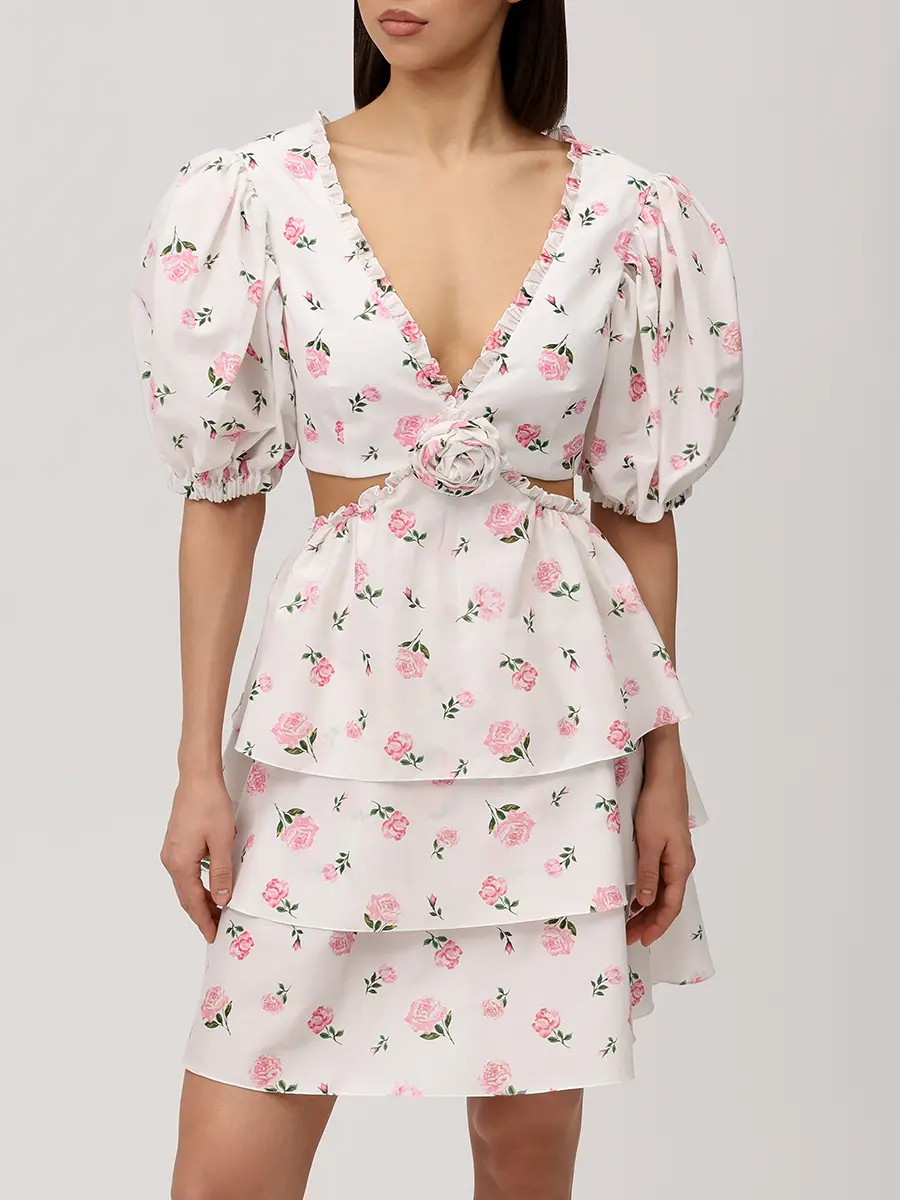 Платье хлопковое ROSES AND LACE О26SS_D023CT23_P15М/01 Молочный Белый  Фото 4