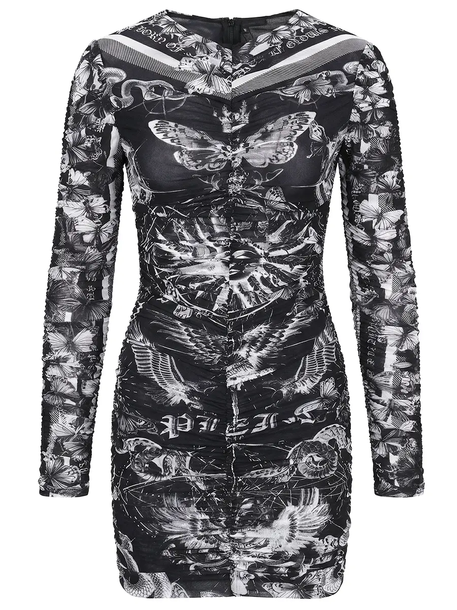 Платье с принтом PHILIPP PLEIN SAFC WRG3567 PTE003N Черный 