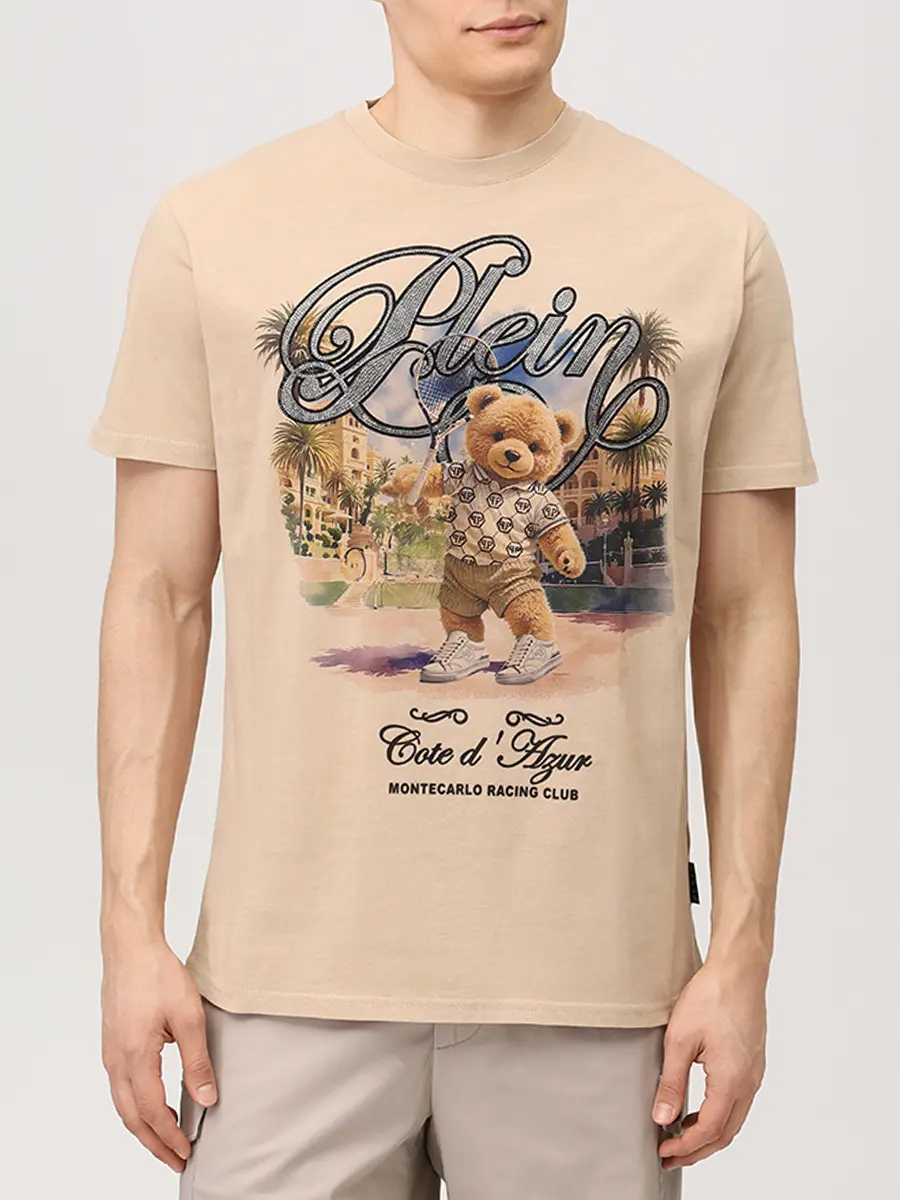 Футболка хлопковая PHILIPP PLEIN SAFC MTK8893 PJY002N Бежевый  Фото 4
