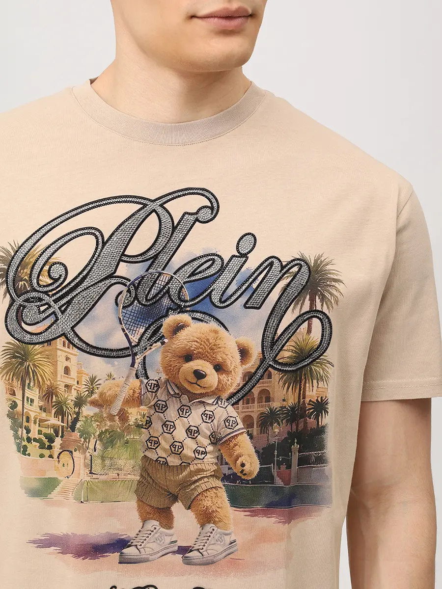 Футболка хлопковая PHILIPP PLEIN SAFC MTK8893 PJY002N Бежевый  Фото 5