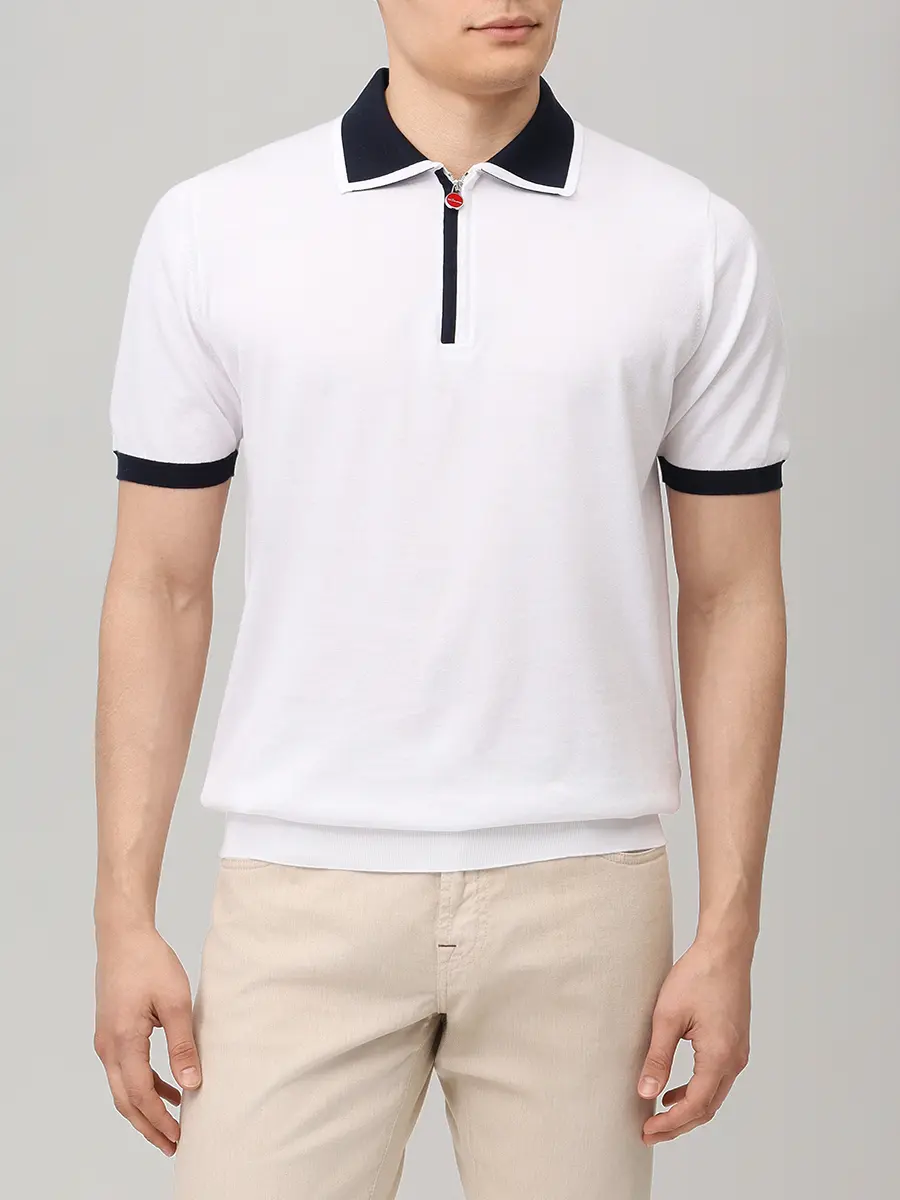 Поло хлопковое KITON UMK0571A0156 Белый  Фото 4
