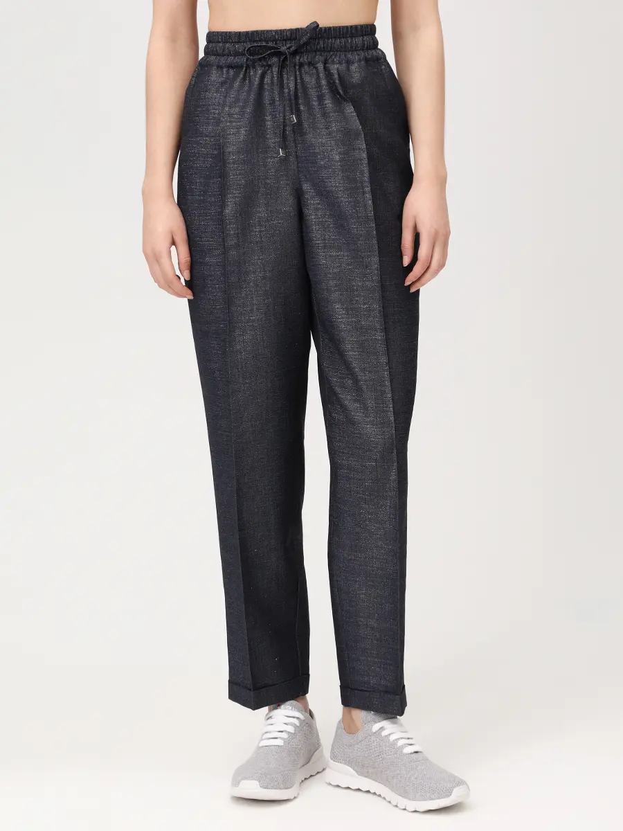 Брюки шерстяные KITON D37102K0901G01000 Темно Синий  Фото 4