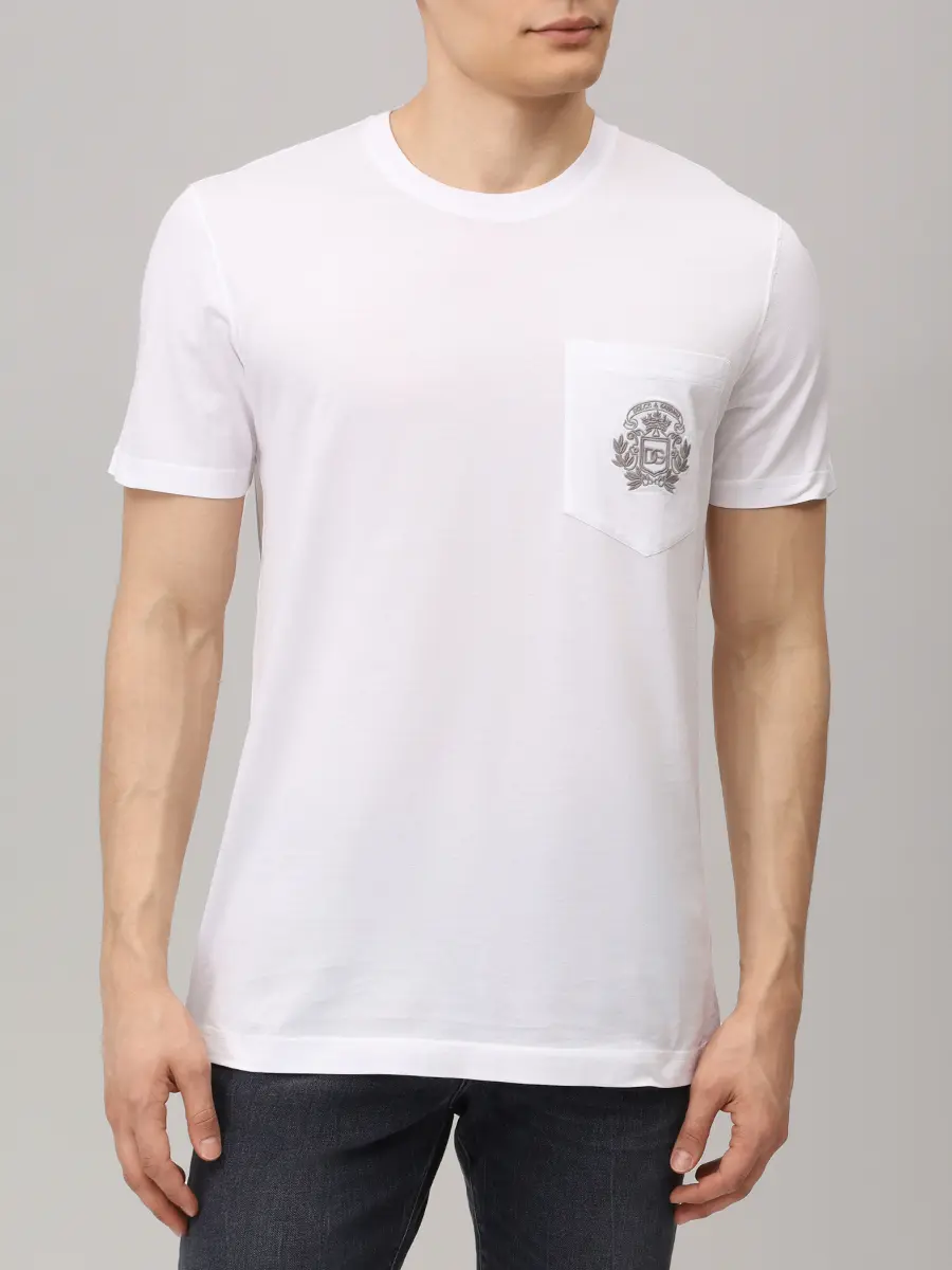 Футболка хлопковая DOLCE & GABBANA G8RA2Z G7PZE W0800 Белый  Фото 4