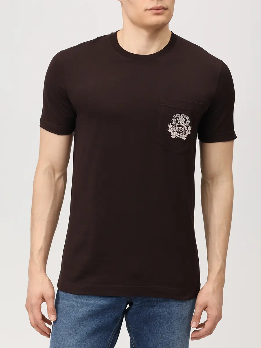 Футболка хлопковая DOLCE & GABBANA G8RA2Z G7PZE M0682 Коричневый  Фото 4