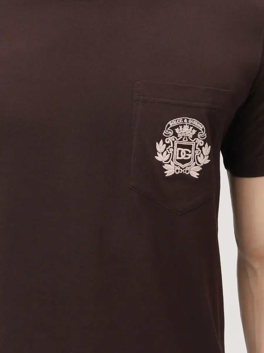 Футболка хлопковая DOLCE & GABBANA G8RA2Z G7PZE M0682 Коричневый  Фото 5