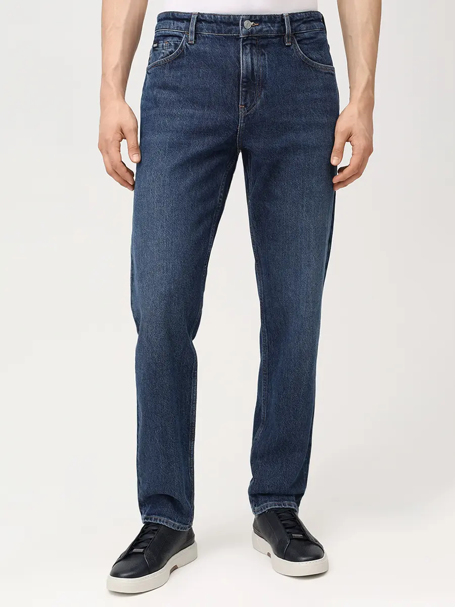 Джинсы Regular Fit хлопковые BOSS 50556523/418 Синий  Фото 4