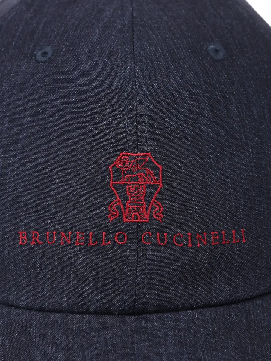 Бейсболка льняная BRUNELLO CUCINELLI M277P9850 CKU26 Синий  Фото 3