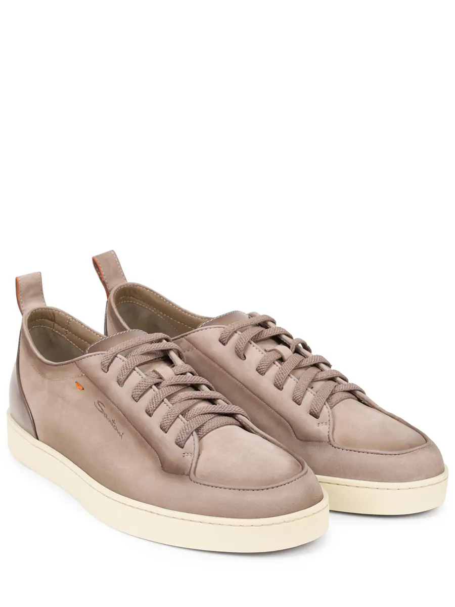 Кеды из нубука SANTONI MBNG22184TIRTFEHE55 Бежевый  Фото 2