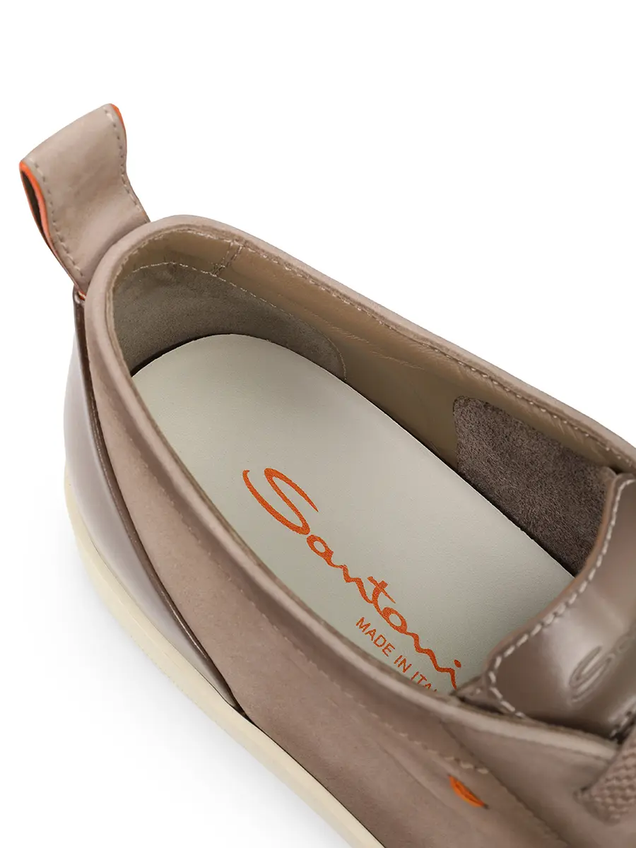 Кеды из нубука SANTONI MBNG22184TIRTFEHE55 Бежевый  Фото 6