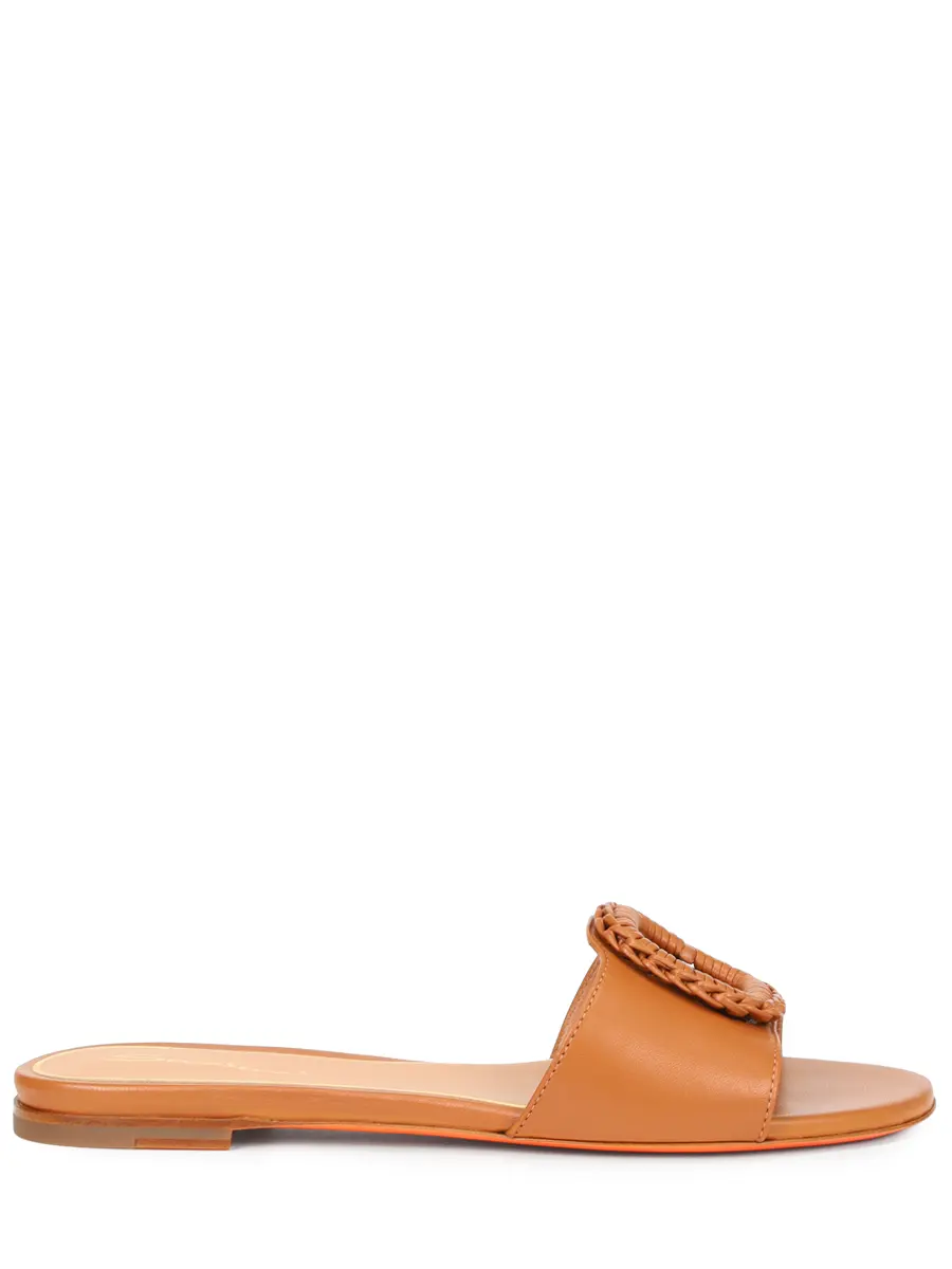 Шлепанцы кожаные SANTONI WHPG72081HA1NWKEC41 Коричневый 