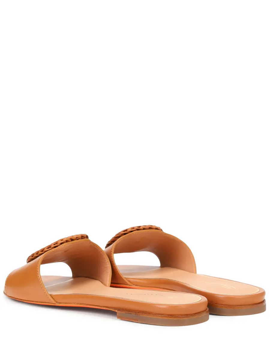 Шлепанцы кожаные SANTONI WHPG72081HA1NWKEC41 Коричневый  Фото 4