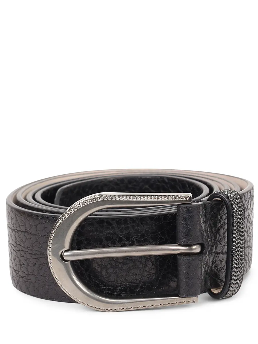 Ремень кожаный BRUNELLO CUCINELLI M0JUMC31G C101 Черный 