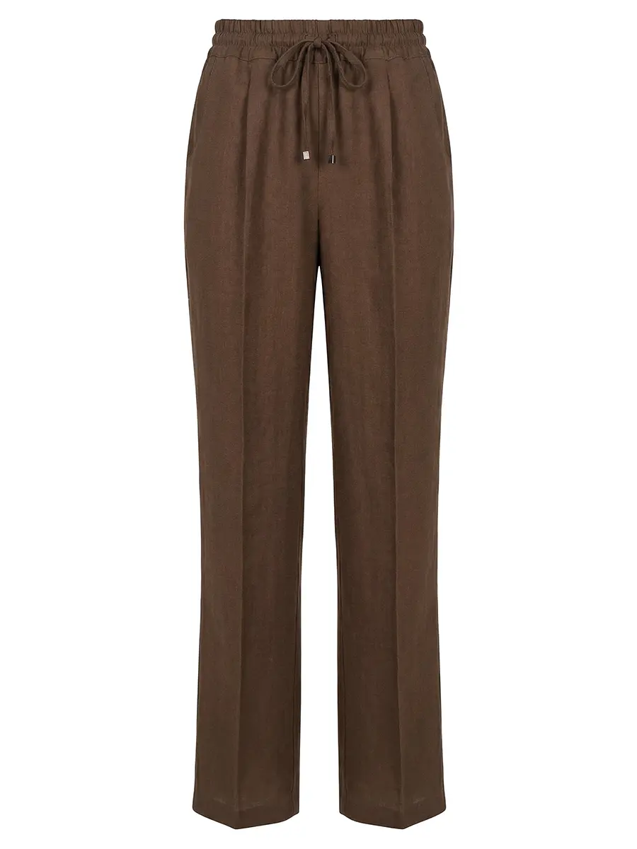 Брюки льняные KITON D48122H0969011000 Коричневый 