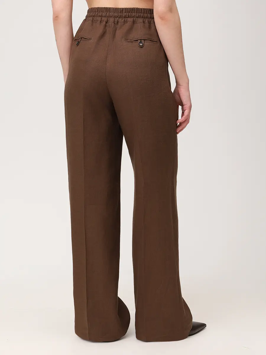 Брюки льняные KITON D48122H0969011000 Коричневый  Фото 3