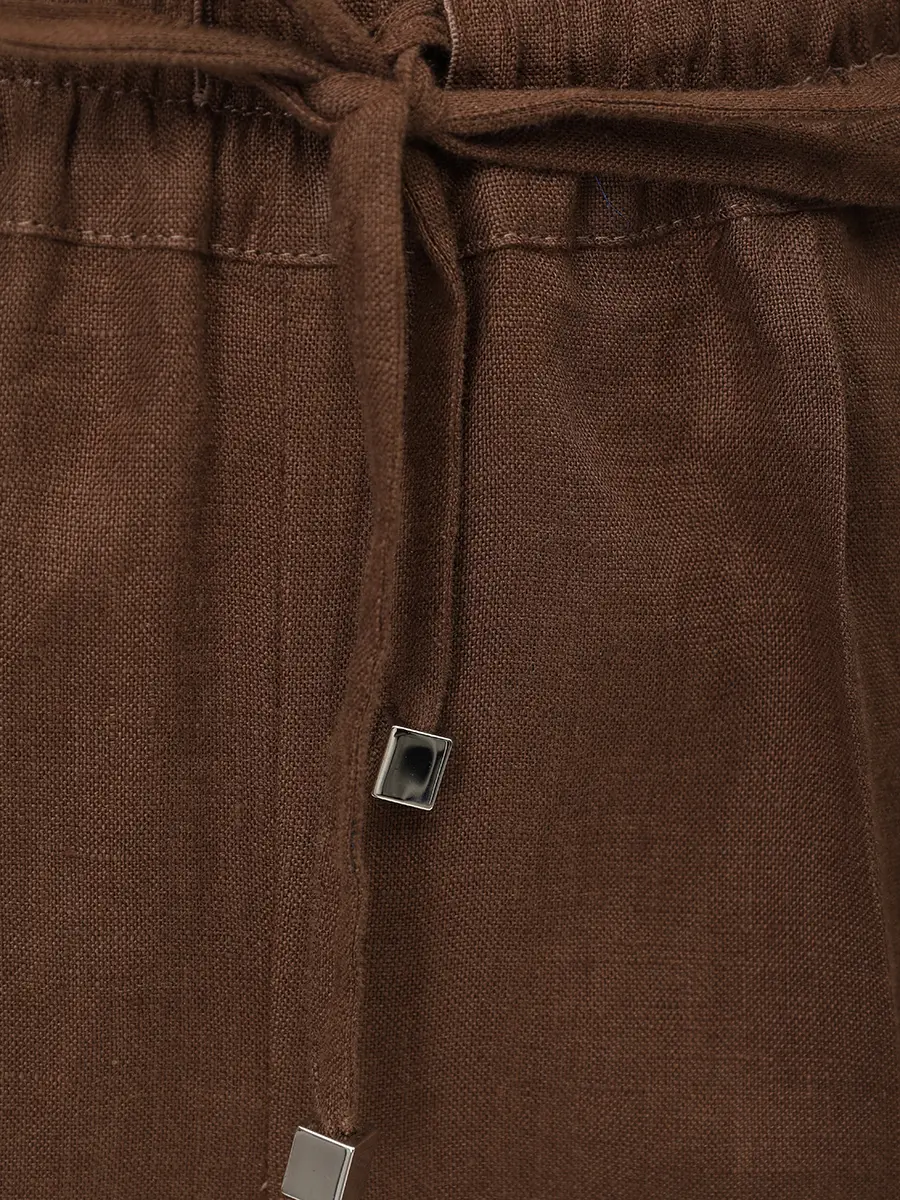 Брюки льняные KITON D48122H0969011000 Коричневый  Фото 6