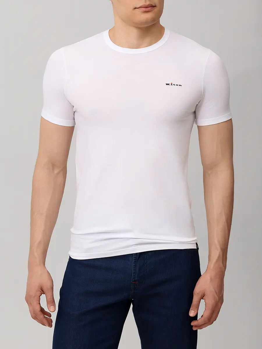 Футболка хлопковая KITON UNWM008K0727H01000 Белый  Фото 4