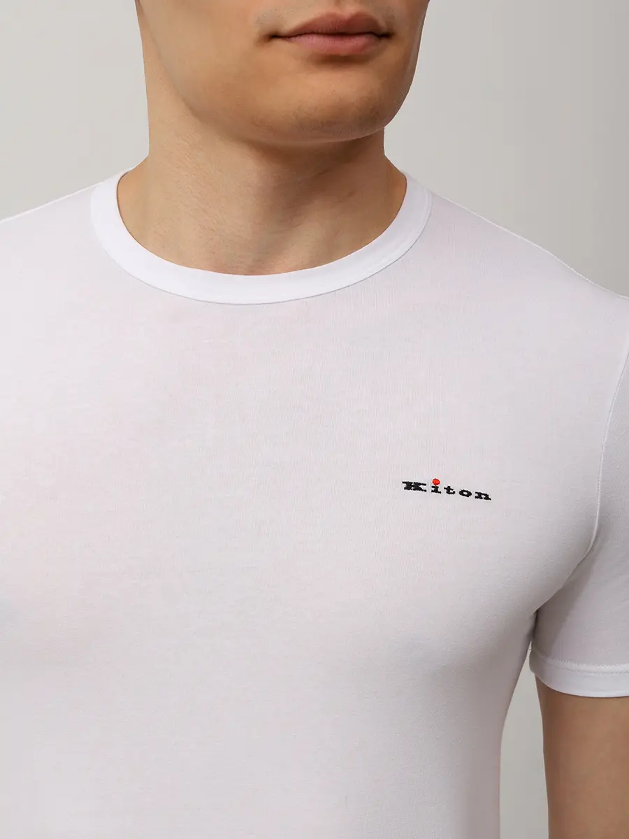 Футболка хлопковая KITON UNWM008K0727H01000 Белый  Фото 5