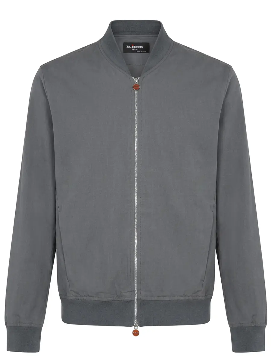 Бомбер хлопковый KITON UGO001H0969702000 Серый 