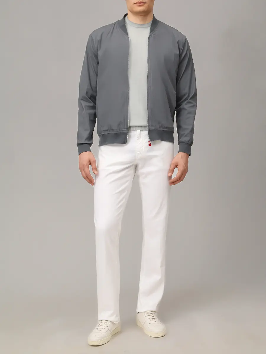 Бомбер хлопковый KITON UGO001H0969702000 Серый  Фото 2