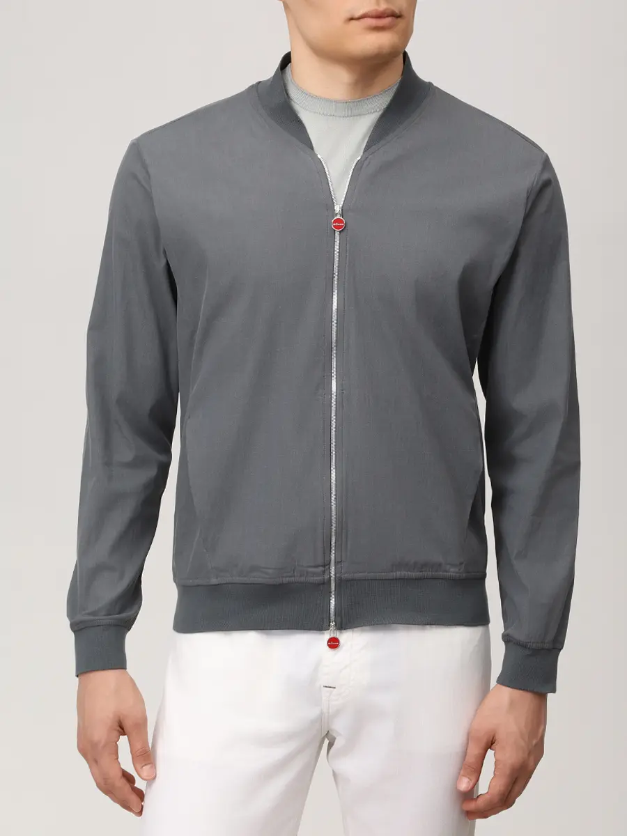 Бомбер хлопковый KITON UGO001H0969702000 Серый  Фото 4