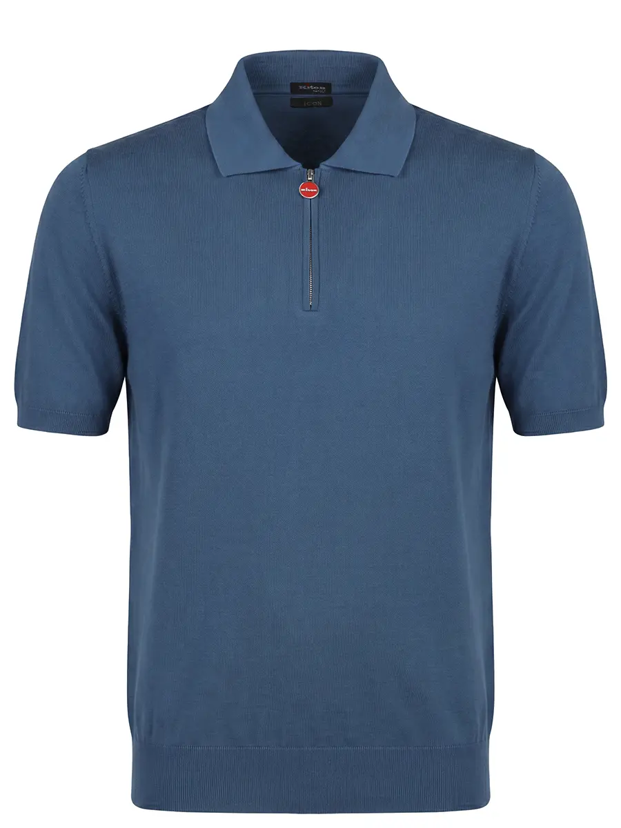 Поло хлопковое KITON UMKX33ZK354002 Голубой 