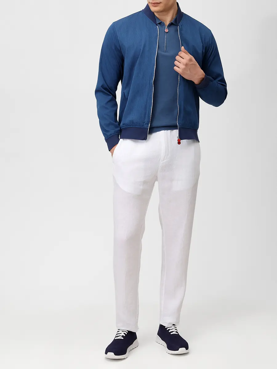 Поло хлопковое KITON UMKX33ZK354002 Голубой  Фото 2