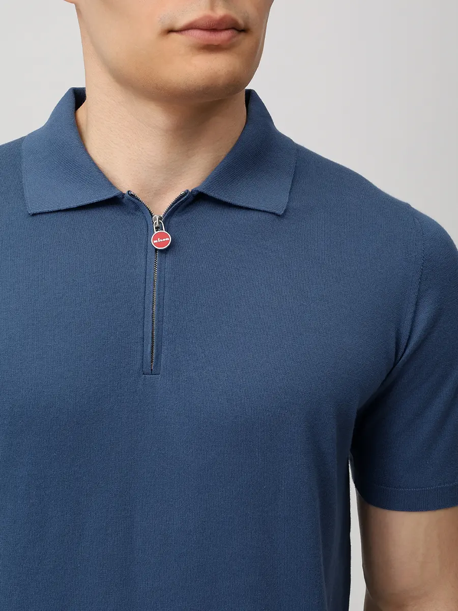 Поло хлопковое KITON UMKX33ZK354002 Голубой  Фото 5