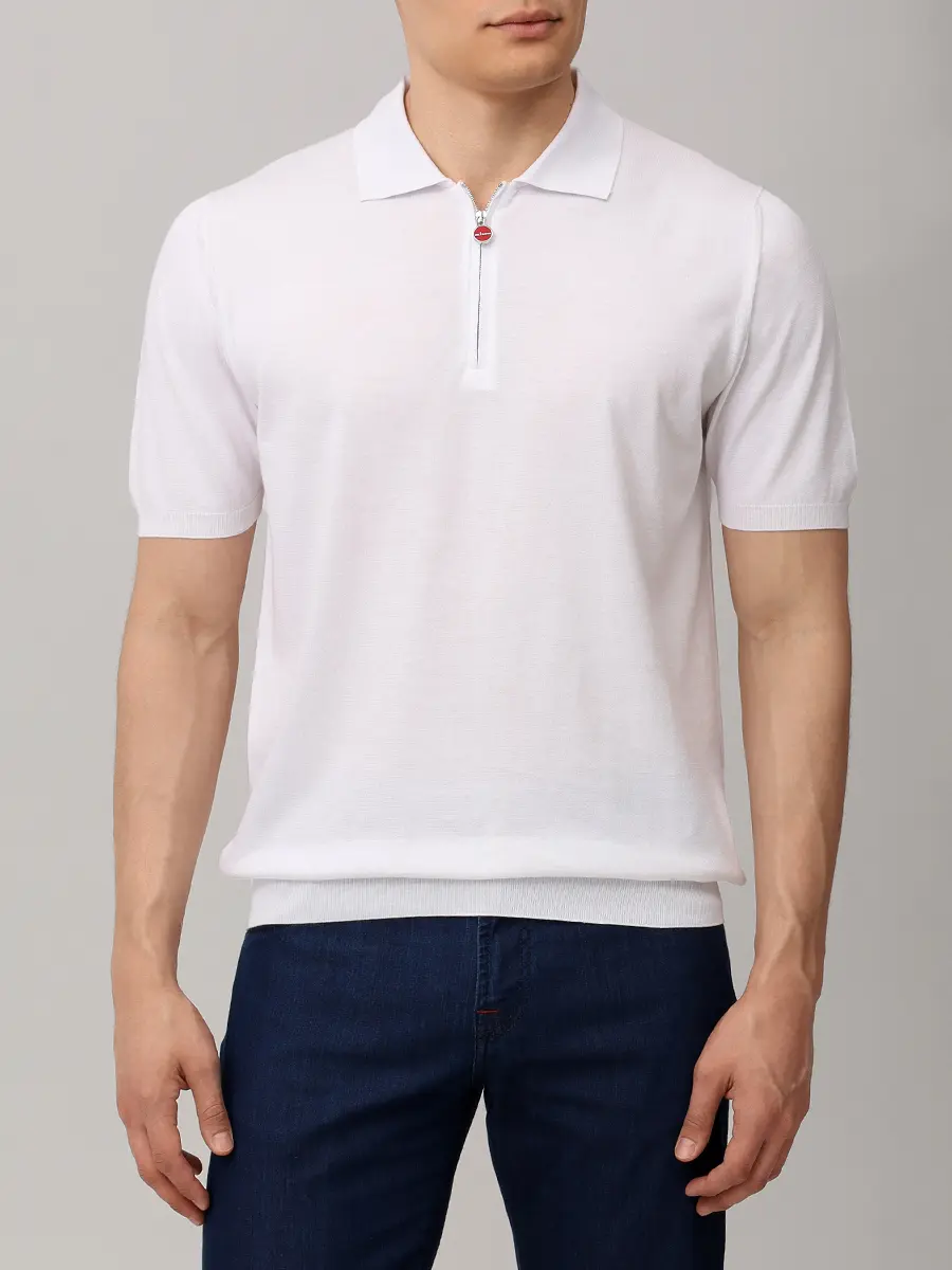 Поло хлопковое KITON UMKX33Z40C018 Белый  Фото 4