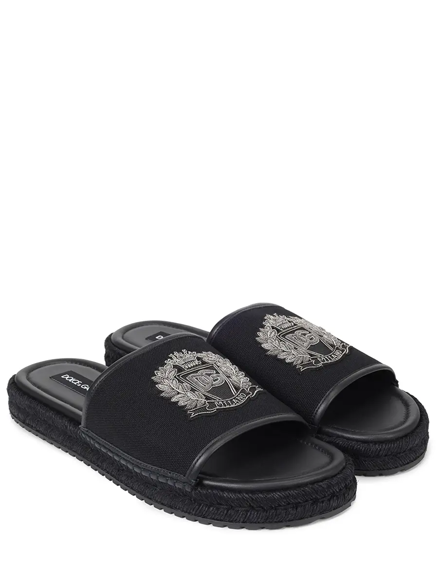 Шлепанцы комбинированные DOLCE & GABBANA A80566 A0092 8B956 Черный  Фото 2